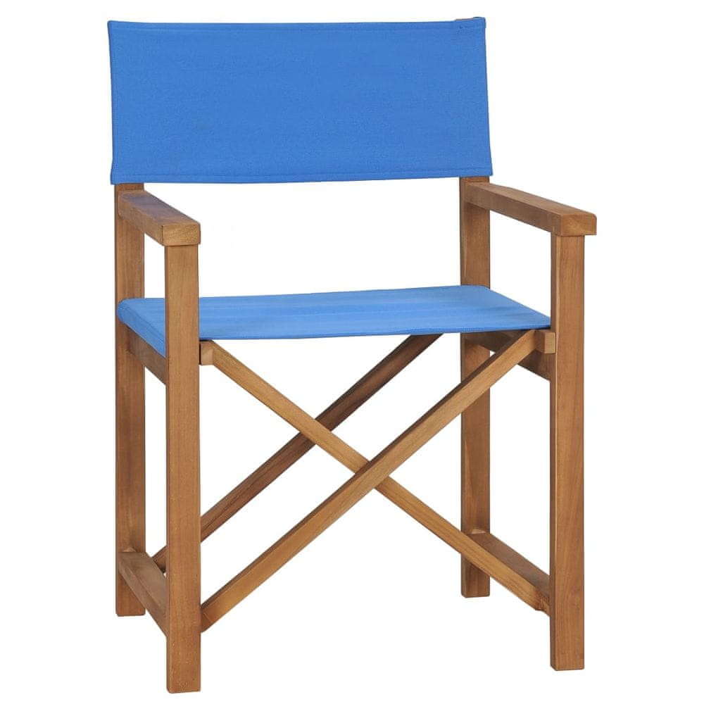 Vidaxl Režisérska stolička, tíkový masív, modrá